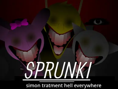 Official cover art for Sprunki Simon Treatment Hell Everywhere horror mod