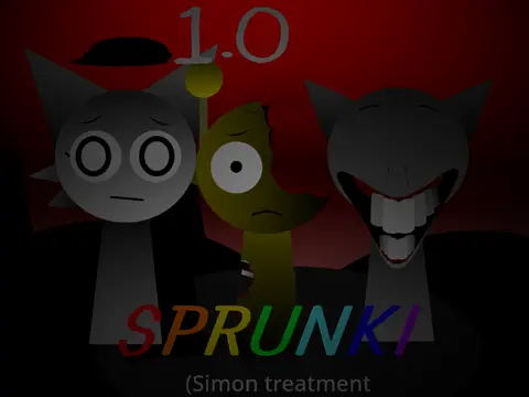 Official logo for Sprunki Simon Treatment game featuring Simon character