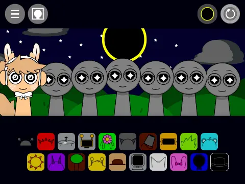 Sprunki Solar Eclipse Mod 0.1 game with space theme, eclipse effects, and cosmic music mixing