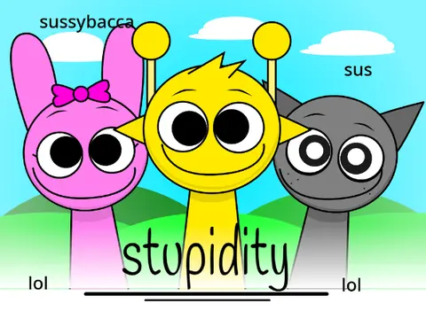 Sprunki Stupidity Game Logo - Wacky Sprunki Characters