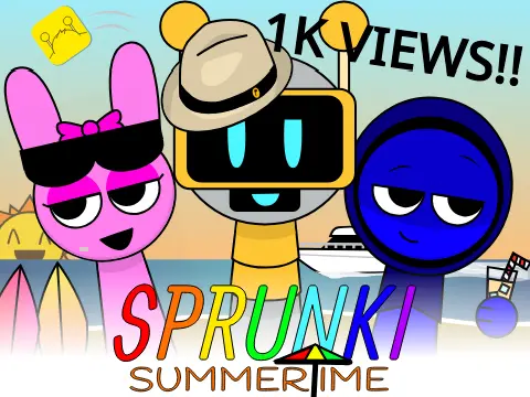 Official Sprunki Summertime Edition Logo featuring beach-themed characters