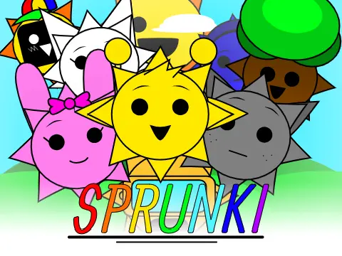 Sprunki Sun Logo - Vibrant Solar-Themed Characters