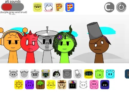 Sprunki and Parasprunki characters in musical game scene