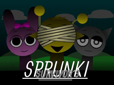 Sprunki Survivors Mod V2 action characters and survival game interface
