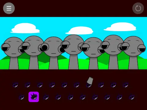 Sprunki Sus game cover showing suspicious sprunki characters in Among Us style