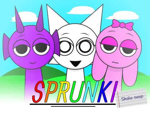 Official logo for Sprunki Swap AU But I\'m Shake It Little LOL game featuring colorful Sprunki characters