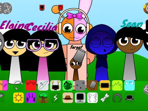 Official logo for Sprunki Swapped Retextured But Different Remix Remix game featuring colorful characters