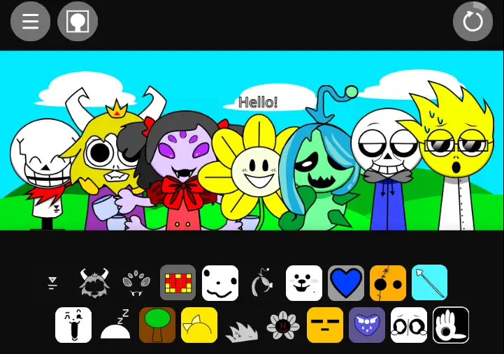 Sprunki Undertale gameplay screenshot showing battle sequence