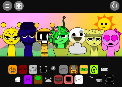 Sprunki Universe 1 Gameplay Preview Sprunki Universe 1 Gameplay Screenshot - Interactive Character Creation