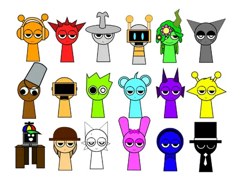 Sprunki Vectors game cover with vector-style Sprunki character designs