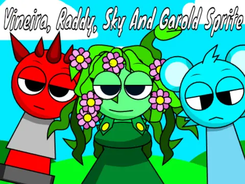 Sprunki Vineria Raddy Sky and Garold Sprite Mod Logo