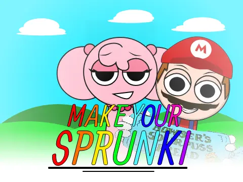 Sprunki With OC 3 Game Logo featuring custom character designs
