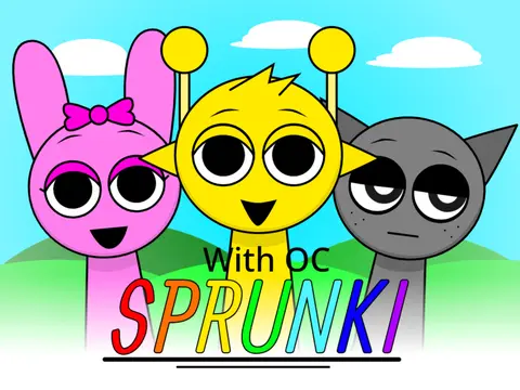 sprunki with oc myver 1 game logo featuring custom character creation