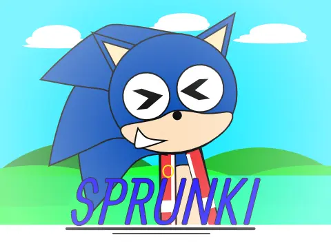 Sprunki with Sonic Crossover Game Cover Art Sprunki with Sonic Game Logo - Blue Hedgehog Meets Sprunki Characters