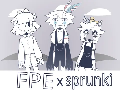Sprunki X FPE game logo featuring character swap mechanics