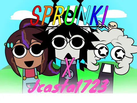 Logo for Sprunki x Jcasta1723 featuring anime-style reinterpretations of Sprunki characters
