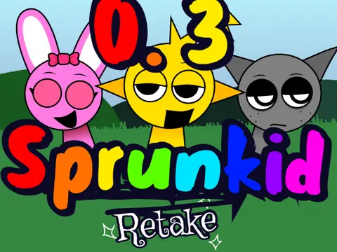 Official logo for Sprunkid Retake 0.3 game featuring colorful Sprunki characters
