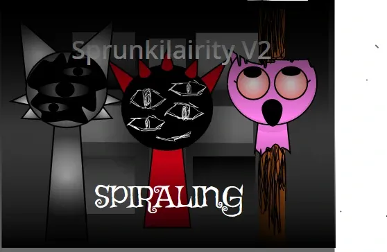 Sprunkilairity 2 Spiraling Game Logo - Colorful Sprunki Characters in Spiral Formation