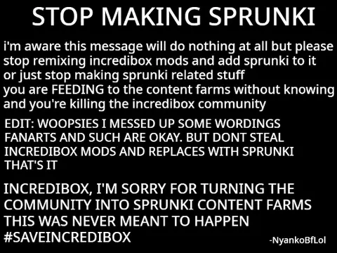 Stop Making Sprunki Remix - Sprunki game remix about fan content