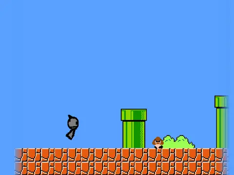Logo for the fan-made game Super Mario Bros But Sprunki Gray Is Mario, a Scratch recreation