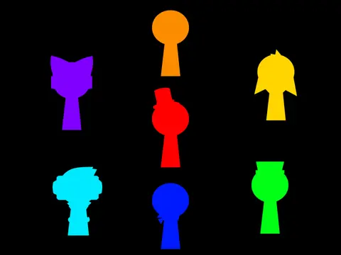 Collection of heart-themed Sprunki original characters with unique designs and colors