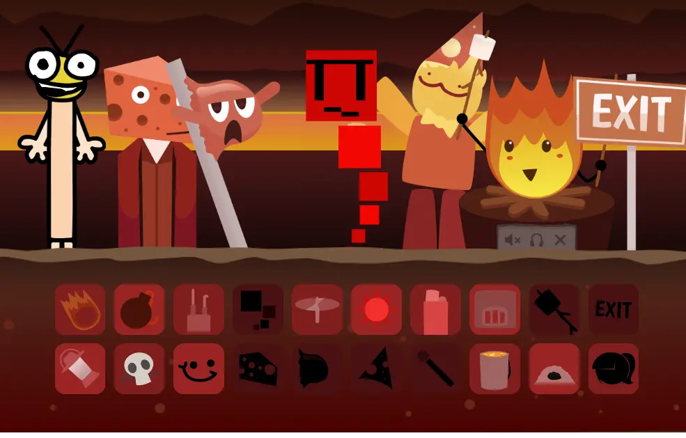 Warm Like Fire Gameplay Preview Warm Like Fire Gameplay Screenshot - Fiery Sprunki Characters