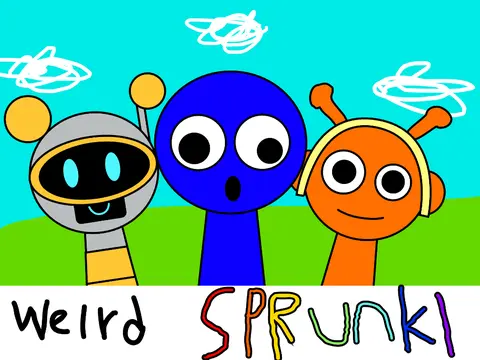 Weird Sprunki Official Logo - Glitchy Animated Characters
