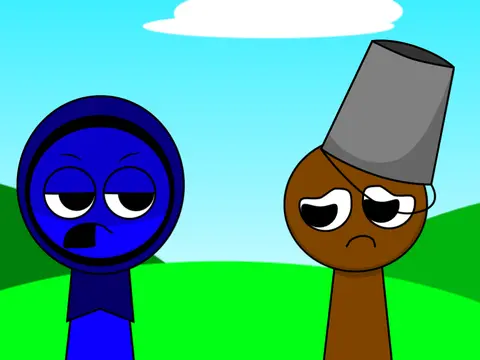 Animation Sprunki meme remix game character creating funny music beats