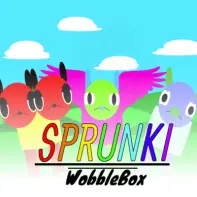 Wobbler Sprunki Game Logo - A wobbly Sprunki character balancing on a platform